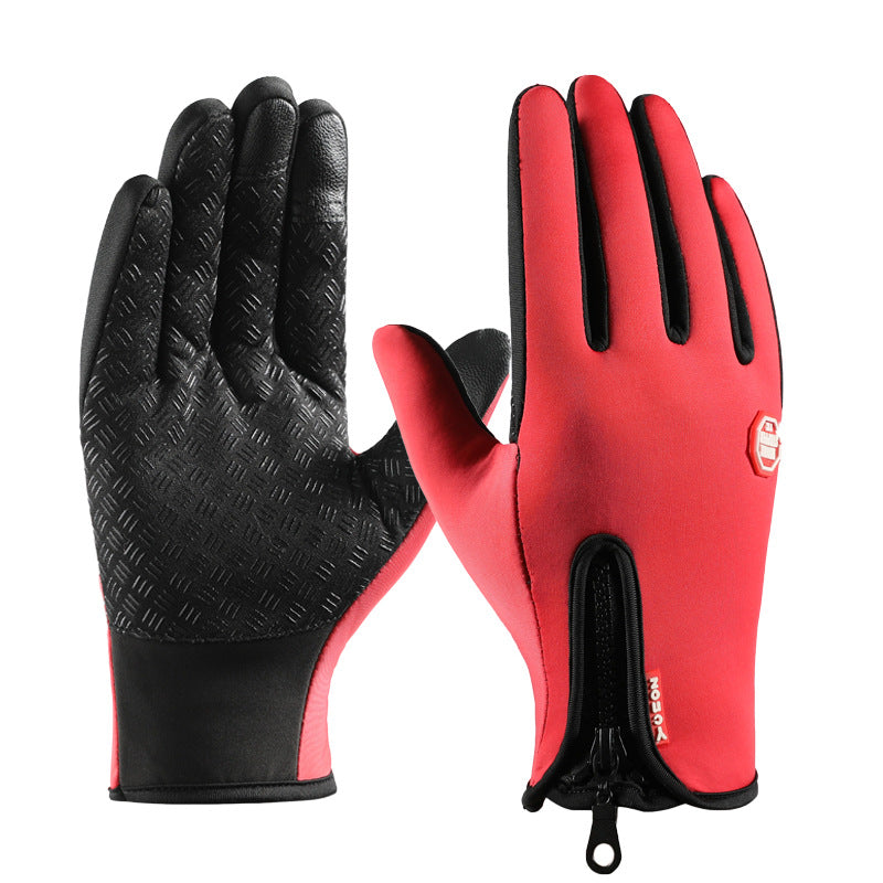 Winter Gloves Warm Touch Screen Men's Outdoor Sports Non-Slip Mountaineering Zipper Women's Ski Motorcycle Riding Gloves