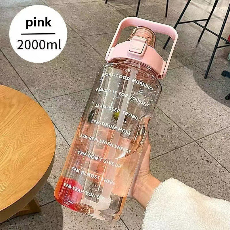 Portable fitness sports drinking straw water bottle teemdrop