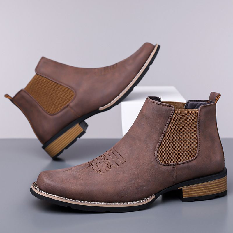 Men's Chelsea Style Faux Leather Mid-Calf Casual Boots teemdrop
