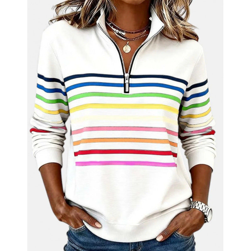 Fall/Winter Half-Zip Printed Sweatshirt teemdrop