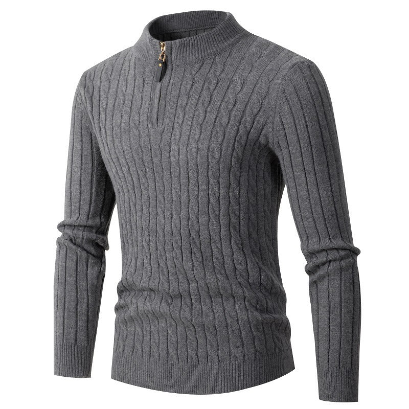Men's Half-Zip Cable Knit Sweater Long Sleeve Pullover