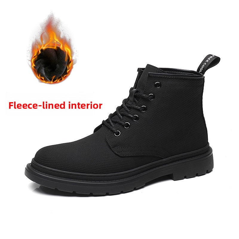 Men's Breathable Canvas Martin Boots Casual Lace-Up Boots teemdrop