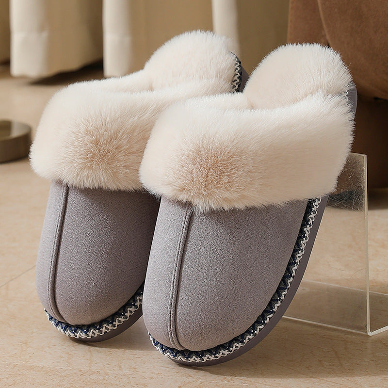 Warm Furry Home Slippers Unisex Anti-Slip Winter Cotton Slippers teemdrop