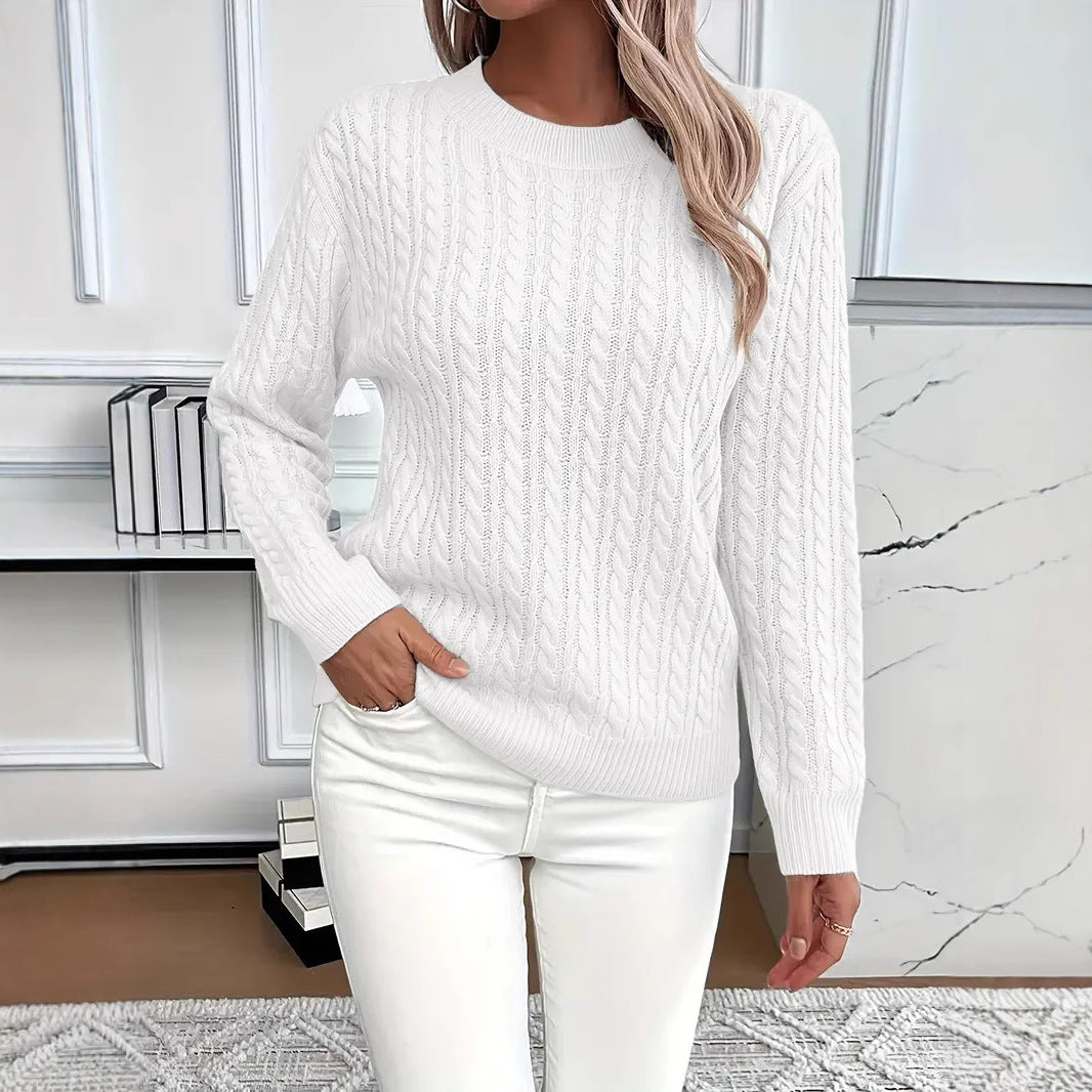 Crew-neck cable-knit sweater teemdrop