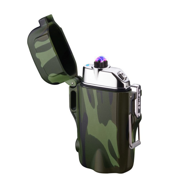 Multifunctional Metal Flashlight Waterproof Silent Dual Arc Lighter teemdrop