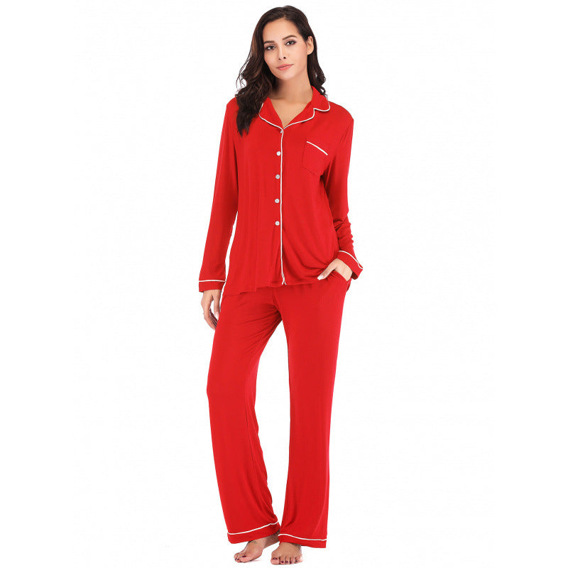 Women's cardigan long-sleeved long pants set pajamas teemdrop