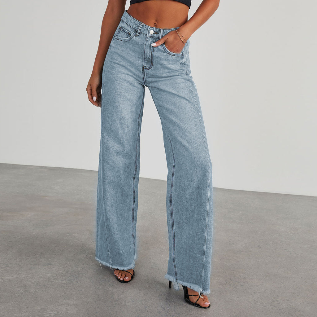 Women's denim wide-leg pants teemdrop