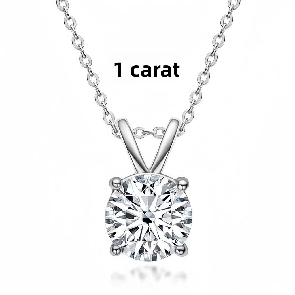 Sparkling Moissanite Pendant Necklace for Women Inlaid Single Diamond Compact Chain Silver Jewelry teemdrop