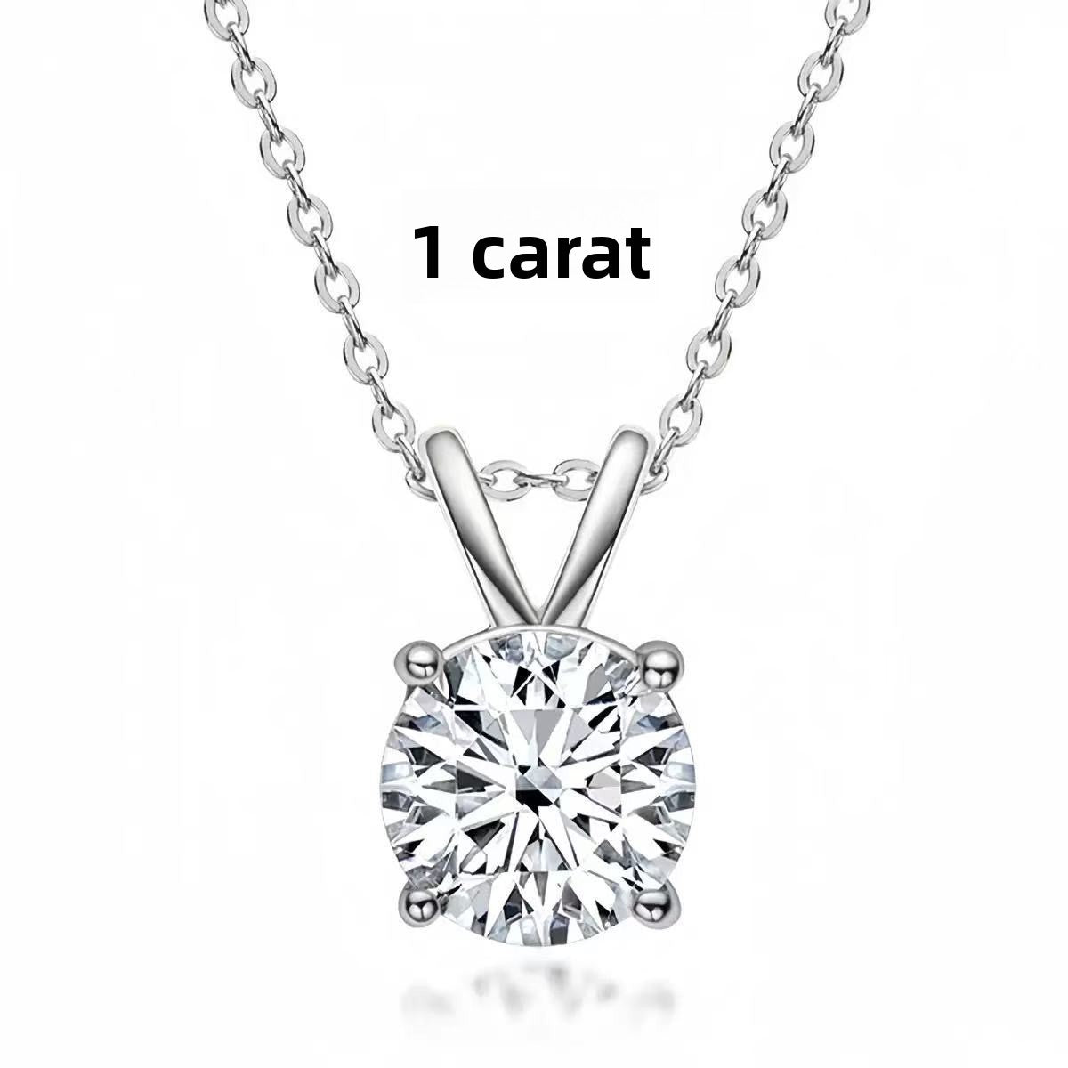 Sparkling Moissanite Pendant Necklace for Women Inlaid Single Diamond Compact Chain Silver Jewelry teemdrop