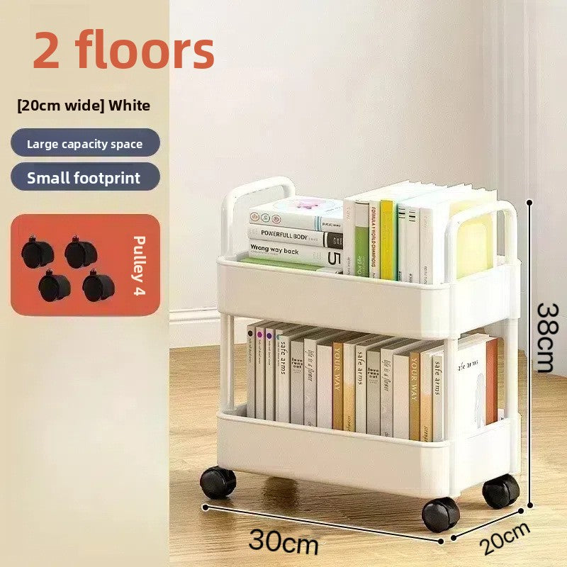 Foldable Multi-Layer Plastic Rolling Storage Cart with Wheels for Kitchen and Bathroom teemdrop