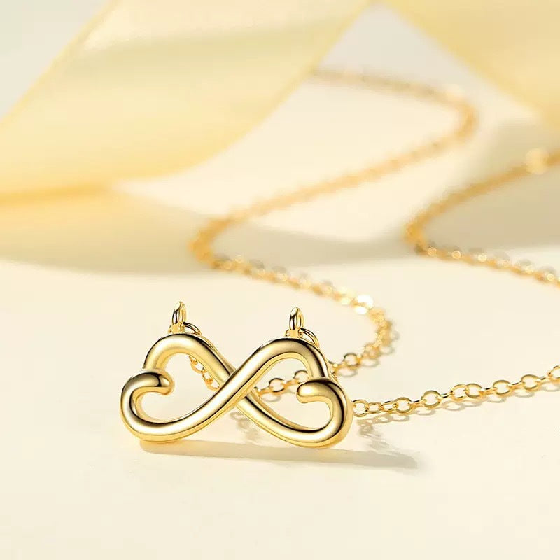 Heart Bowknot Pendant Cross Chain Necklace