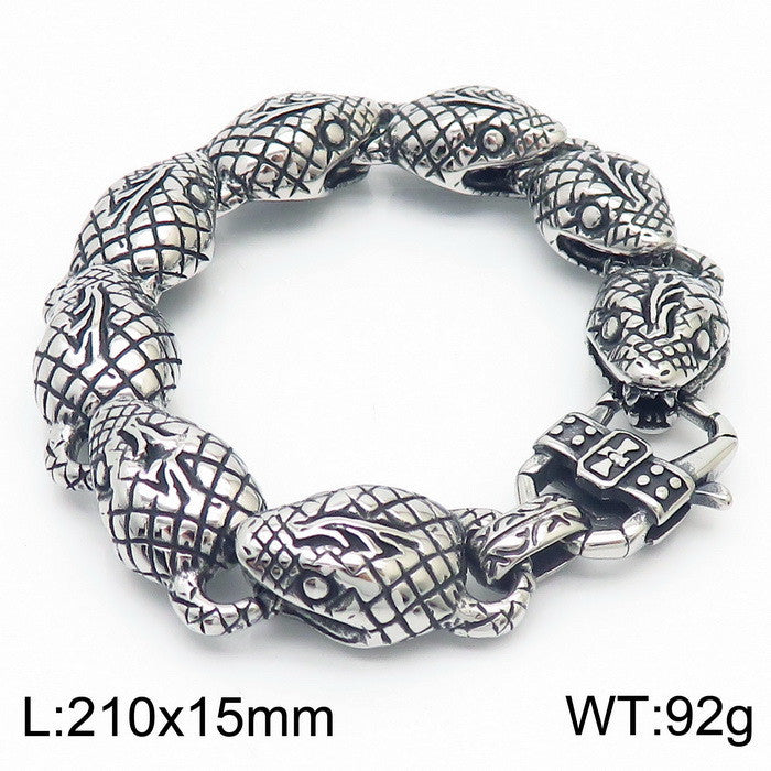 Men's Vintage Snake Head Titanium Steel Punk Bracelet