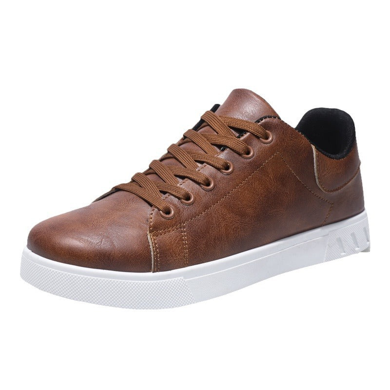 Men's Casual Sneakers PU Leather Lace-Up Flat Shoes
