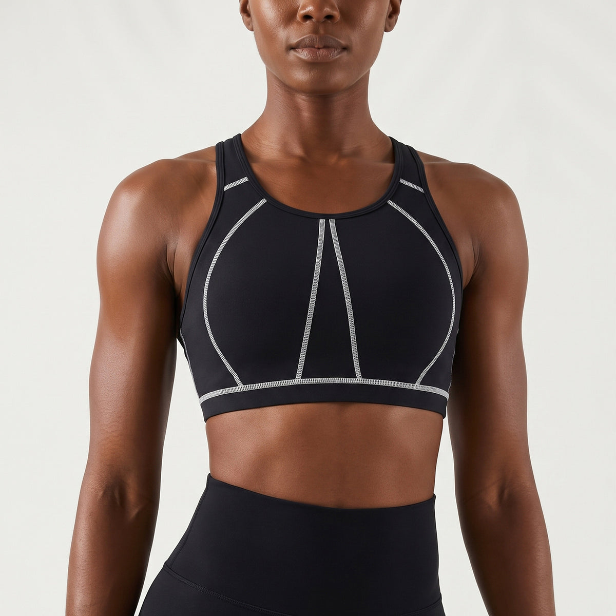 Women's shock-absorbing color-striped sports bra teemdrop