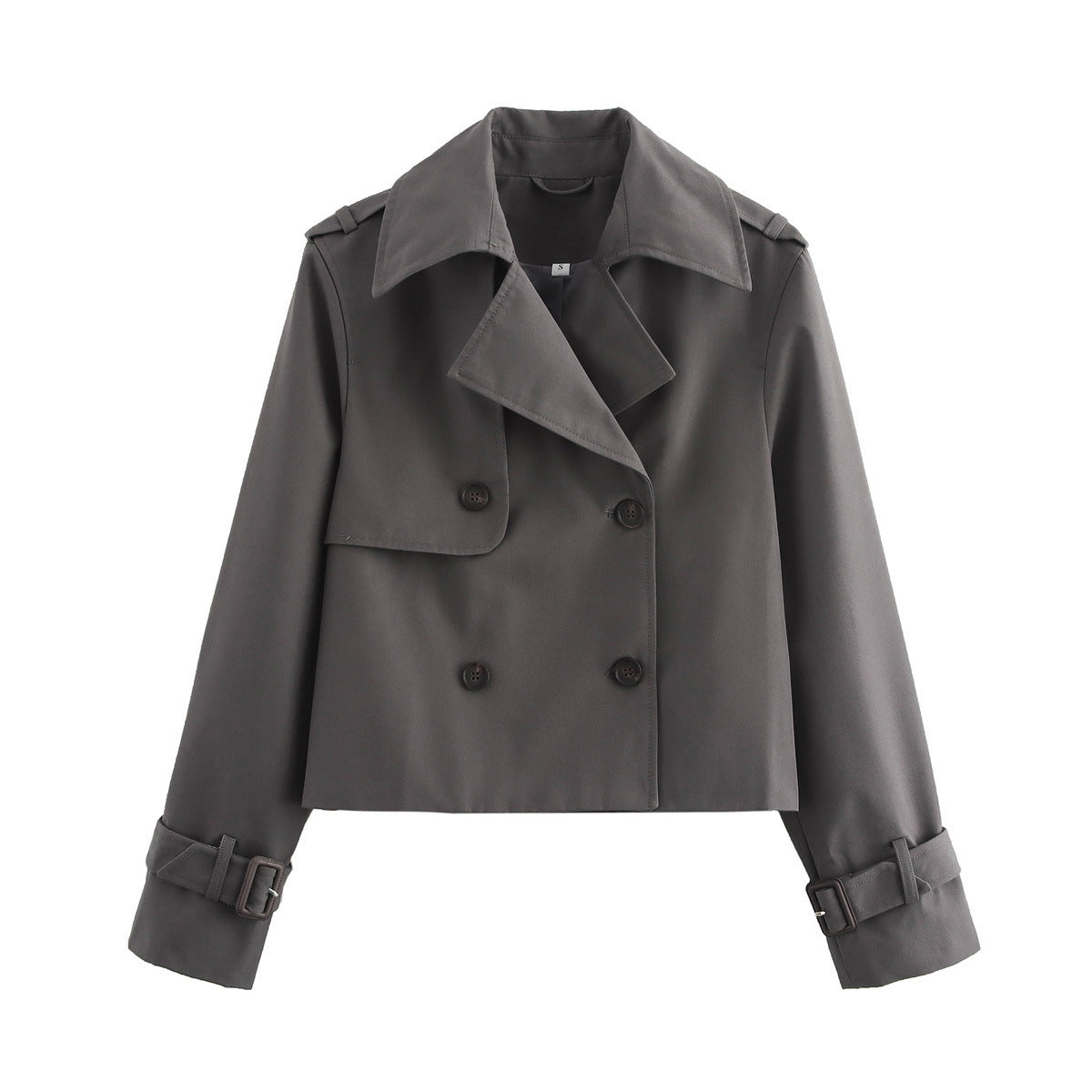 Double-breasted short trench coat teemdrop