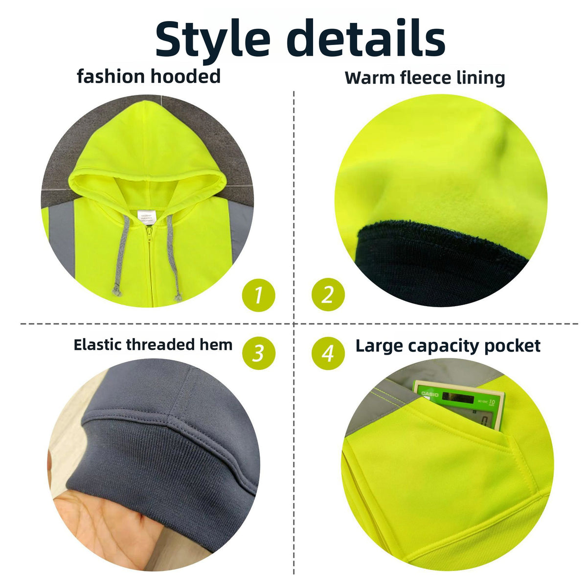 Reflective Hooded Fleece Sweatshirt