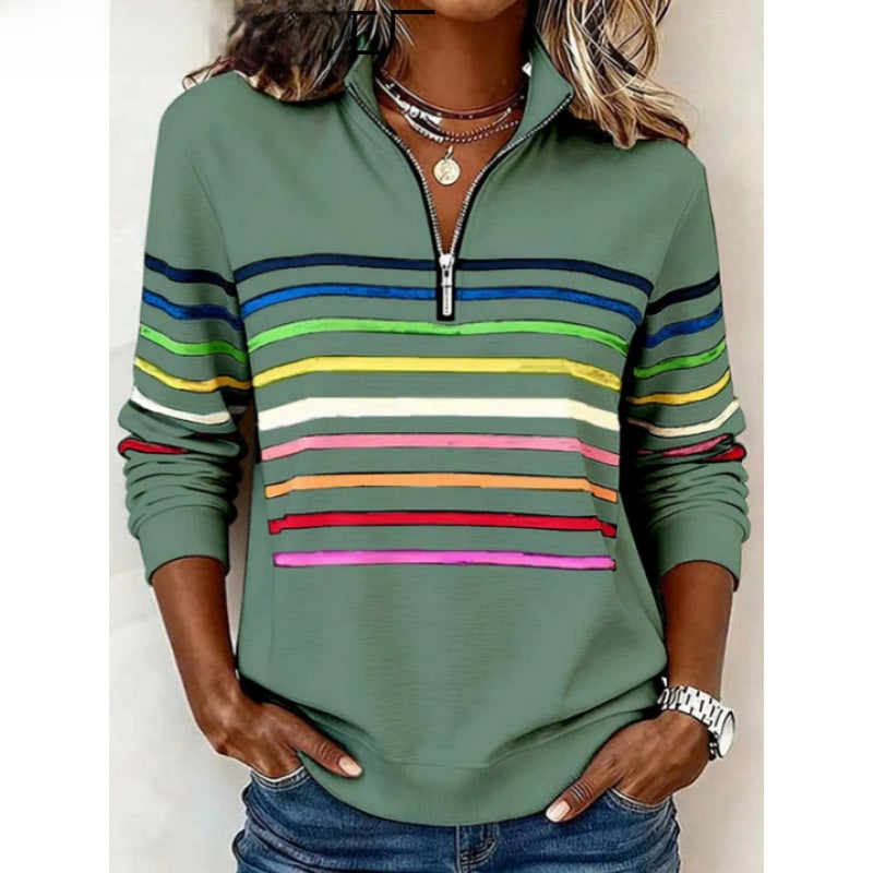 Fall/Winter Half-Zip Printed Sweatshirt teemdrop