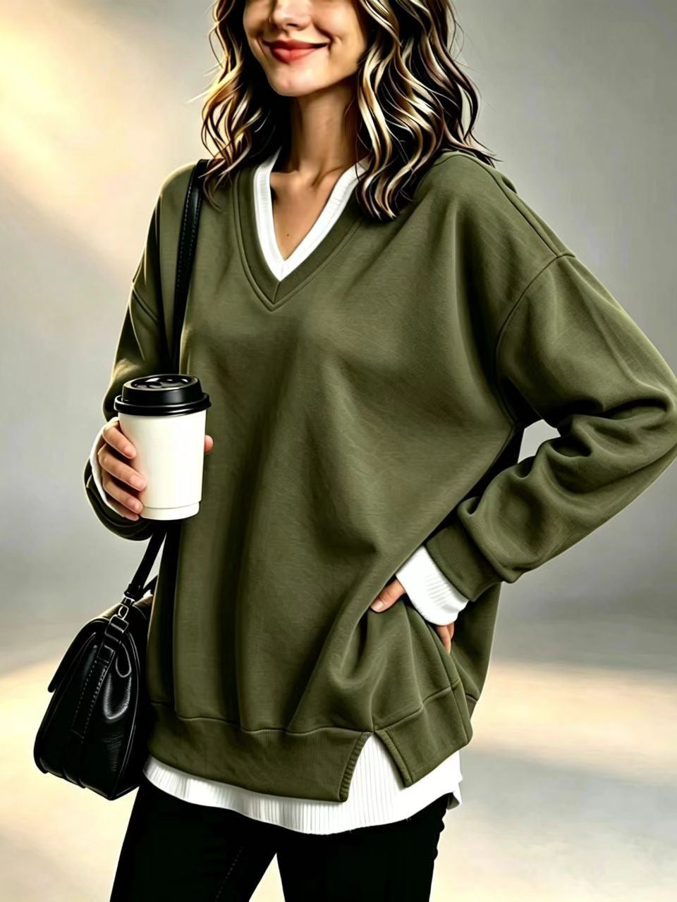V-neck sweatshirt teemdrop