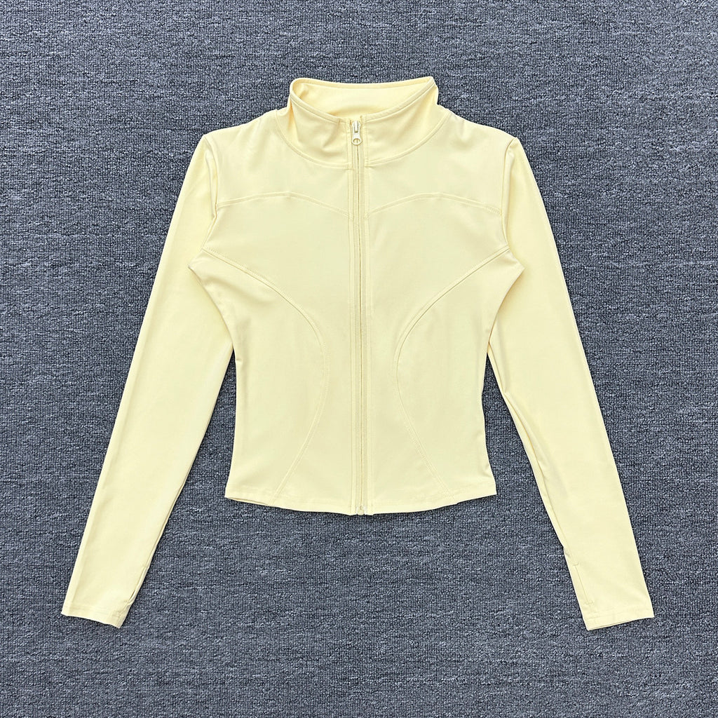 Womens Stand Collar Sports Jacket with Thumb Holes