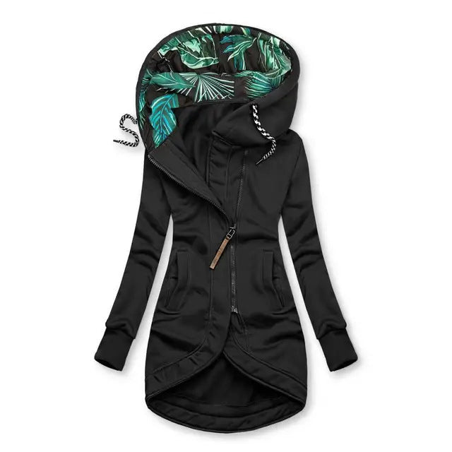 Solid-color fashionable hoodie with zipper