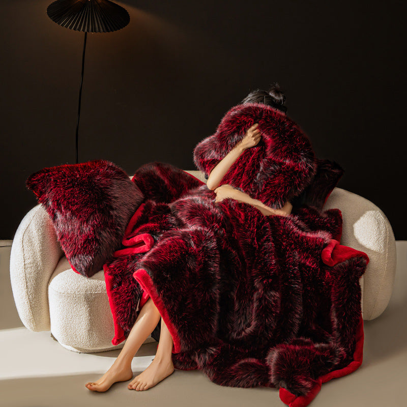 Extra Thick Imitation Fox Fur Raschel Blanket
