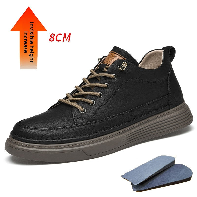 Cowhide platform height-increasing sneakers teemdrop
