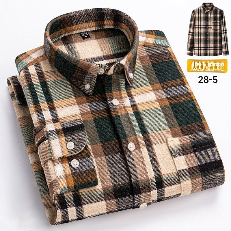 Men's Retro Plaid Long Sleeve Brushed Cotton Casual Shirt teemdrop