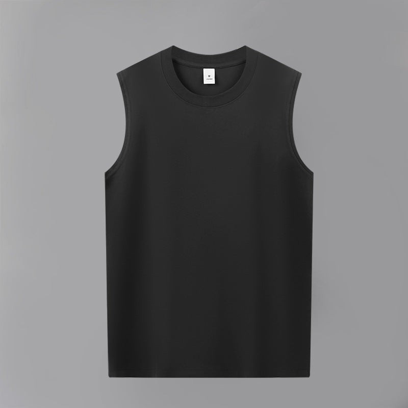 Men?s Heavyweight Pure Cotton Sleeveless V-Neck Gym Training Tank Top teemdrop
