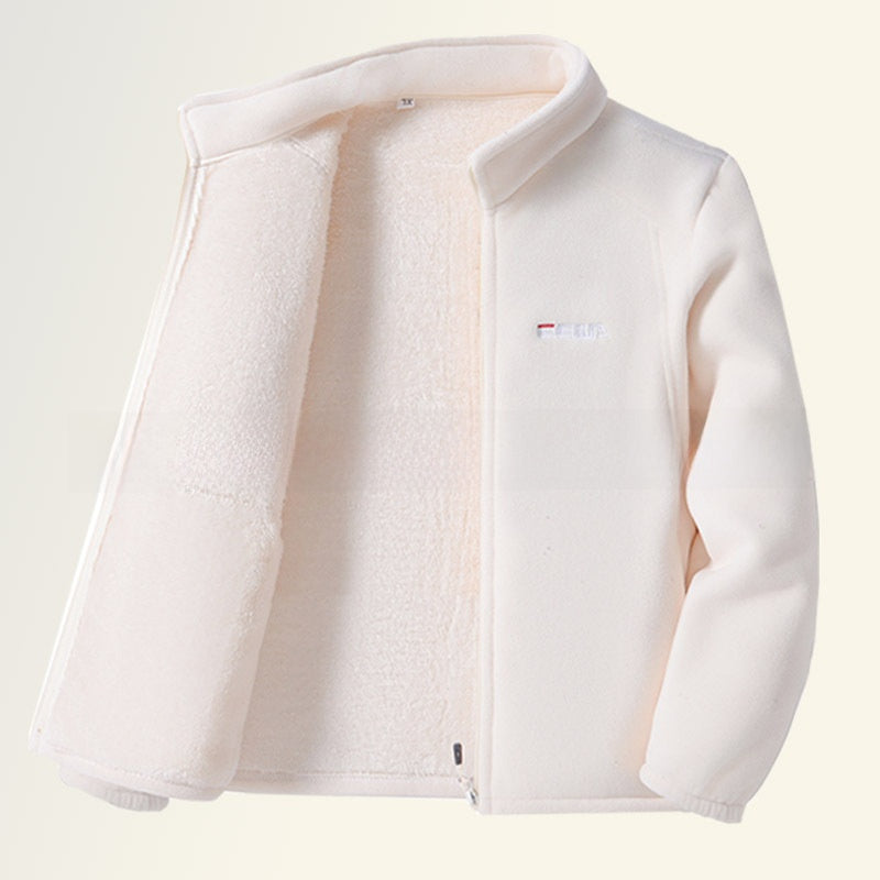 Women Thickened Fleece Stand Collar Zipper Sweatshirt