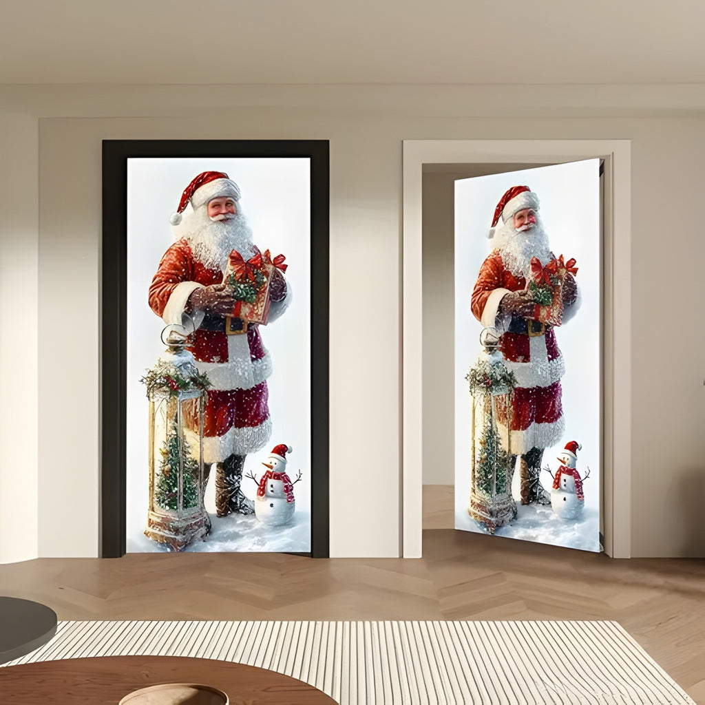 Christmas Santa Claus Polyester Door Cover Decoration 90x180cm teemdrop