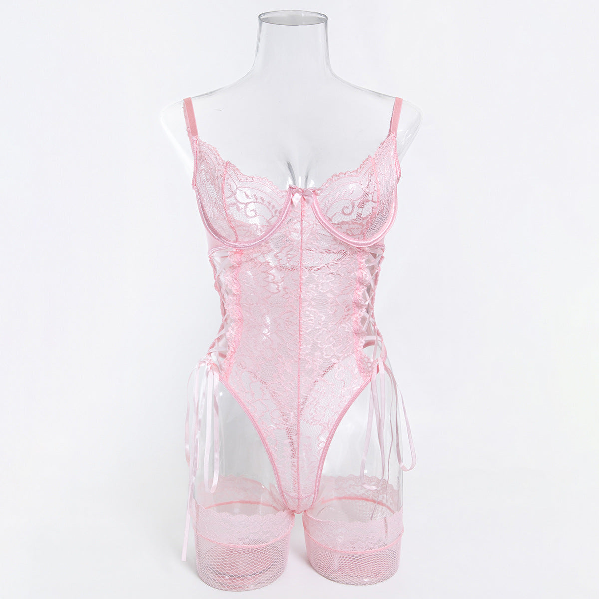 Women's Bodysuit with Lace Trim, Skin-Friendly, Adjustable Elastic Straps teemdrop