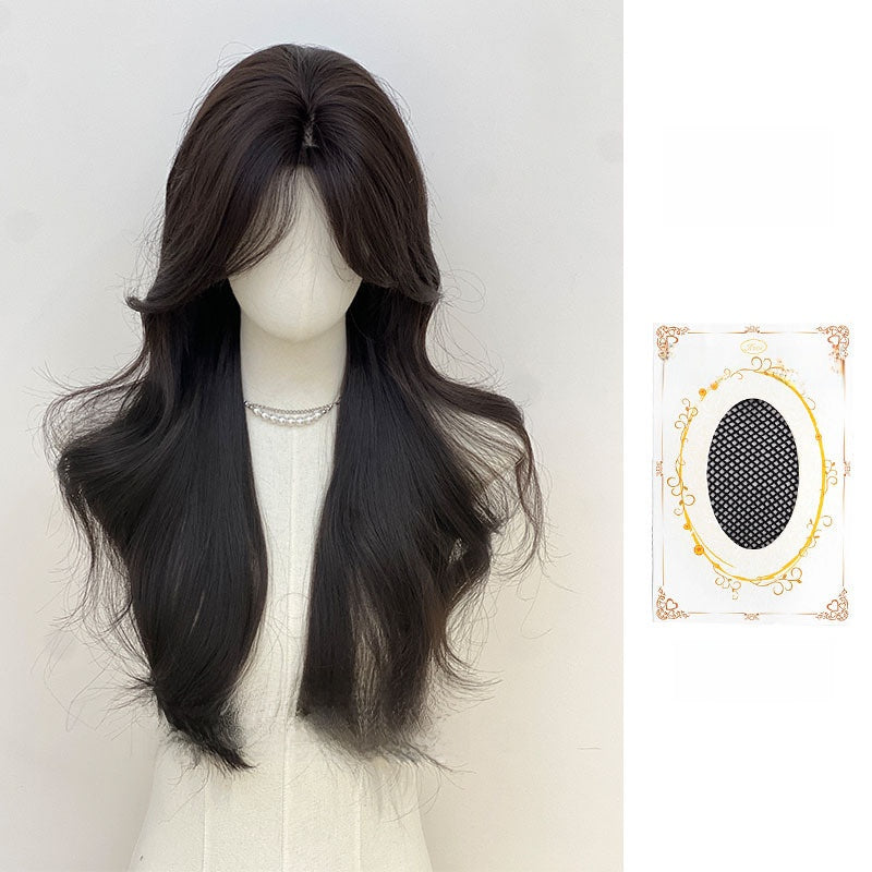 Full Head Cover Women's Long Curly Hair Daily Black Brown teemdrop