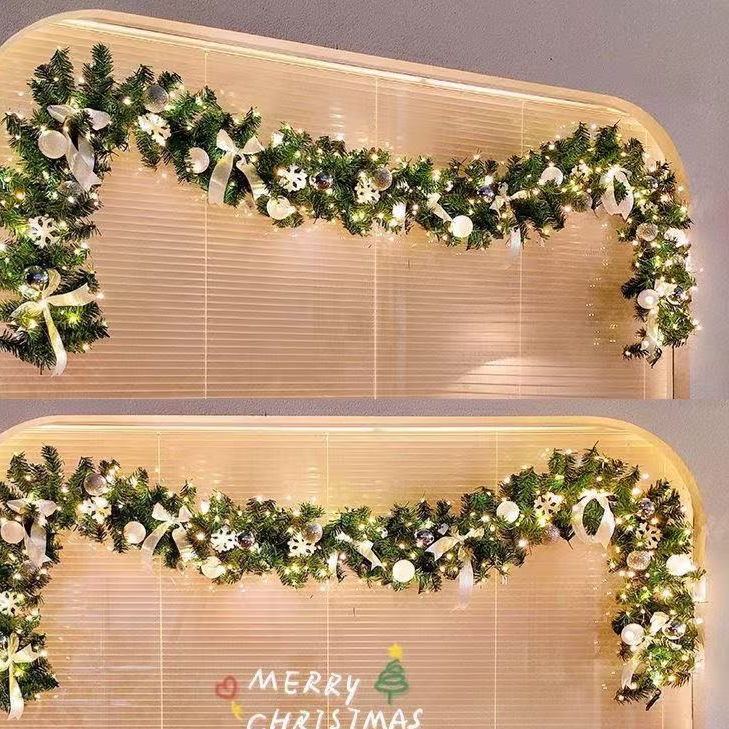 Christmas decorative rattan glowing rattan grass pine branch light string teemdrop