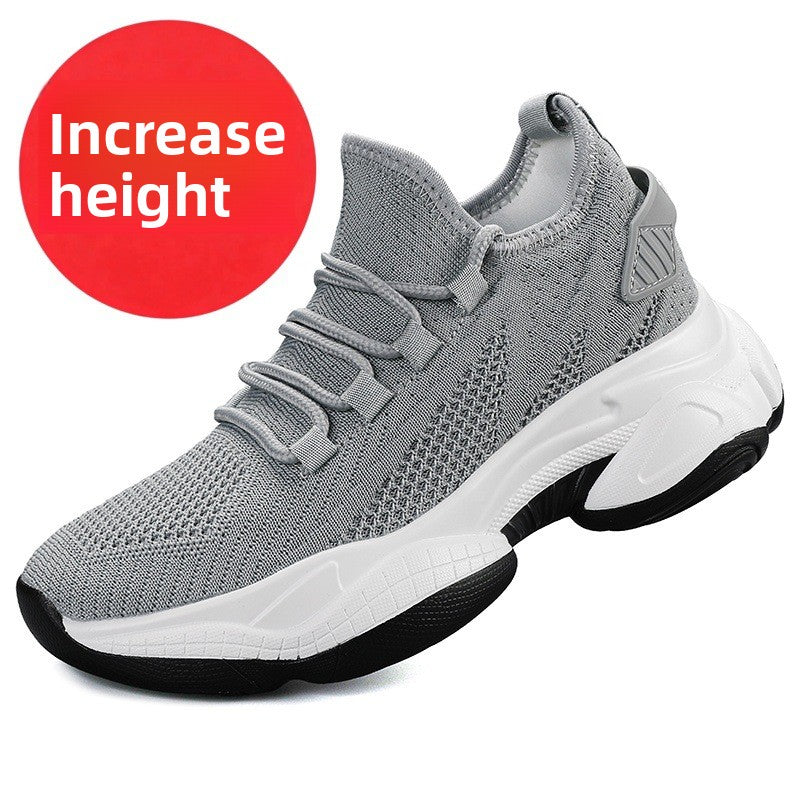 Height-increasing thick-soled flyknit shoes