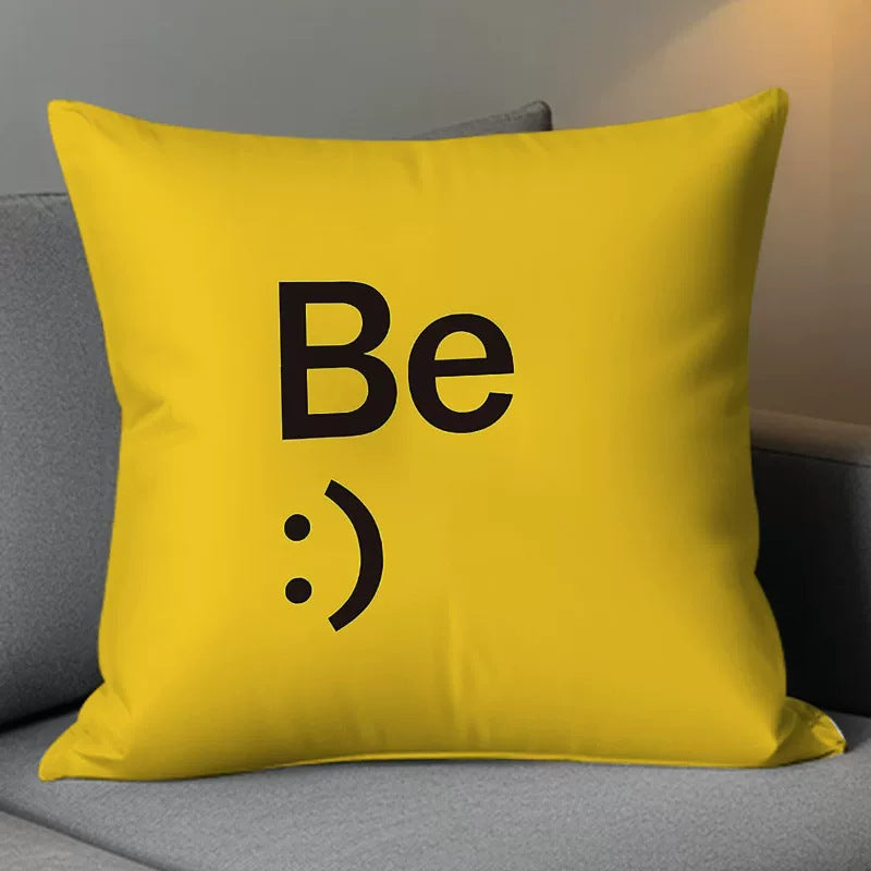 Cute Smiling Face Double-Sided Plush Throw Pillow Cover with Insert teemdrop