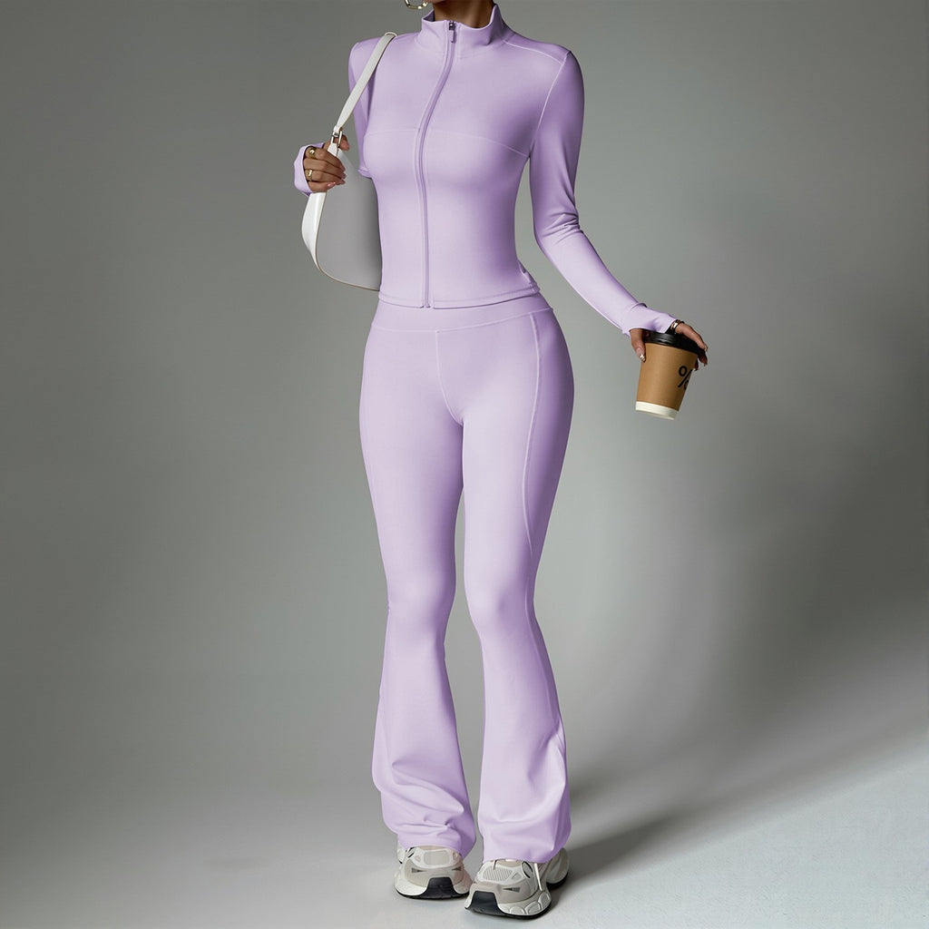 Lady's sleeveless zipper yoga set teemdrop