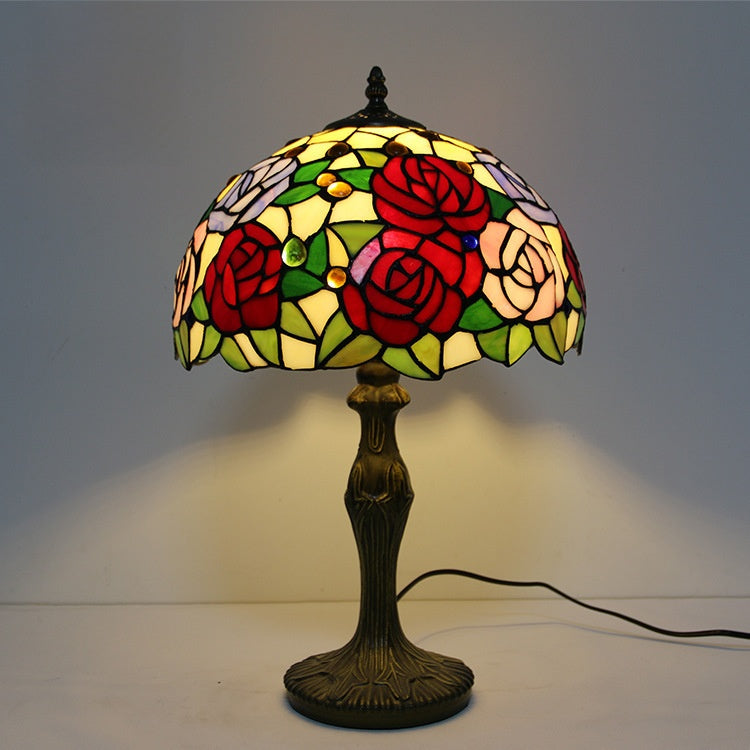 Table lamp stained glass 12 inch handmade lampshade teemdrop