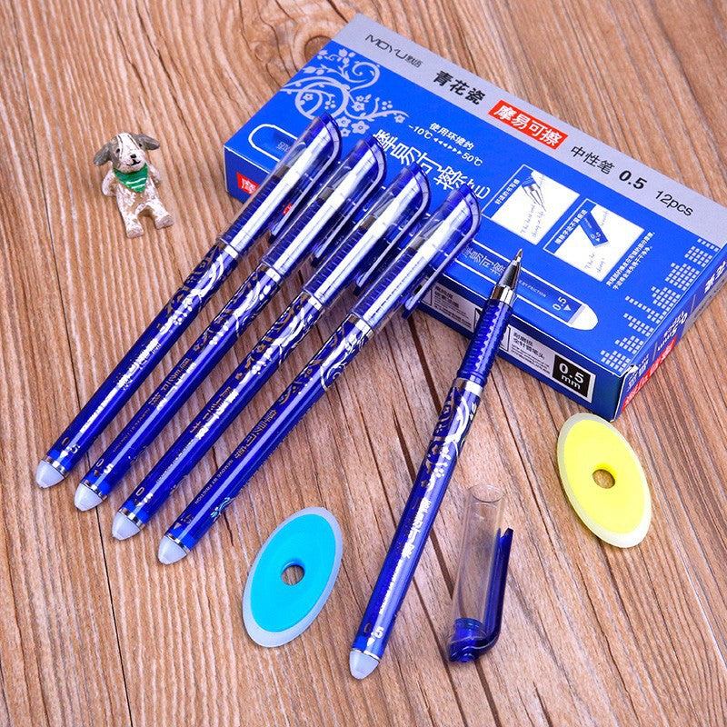Thick Barrel 0.5mm Erasable Gel Pen Transparent Friction Heat Eliminating Office Pen teemdrop