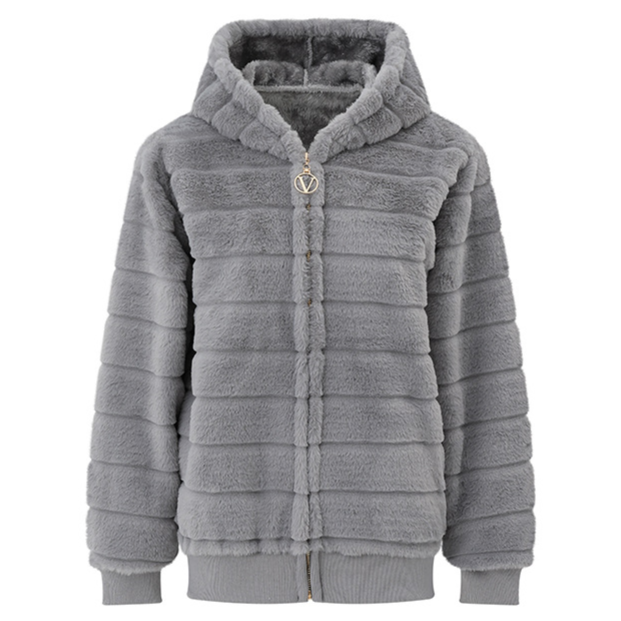 Women's Plush Stand Collar Zip Up Fleece Sweatshirt teemdrop