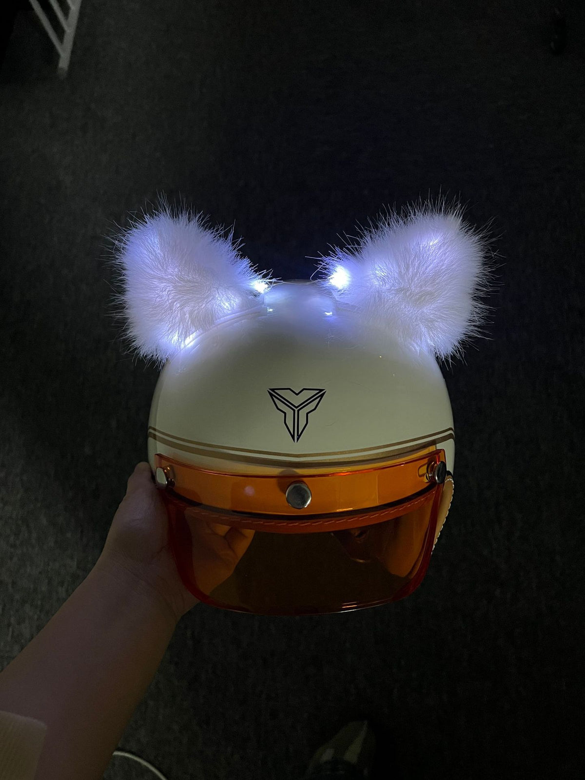 Luminous Plush Fox Ear Helmet Decoration teemdrop