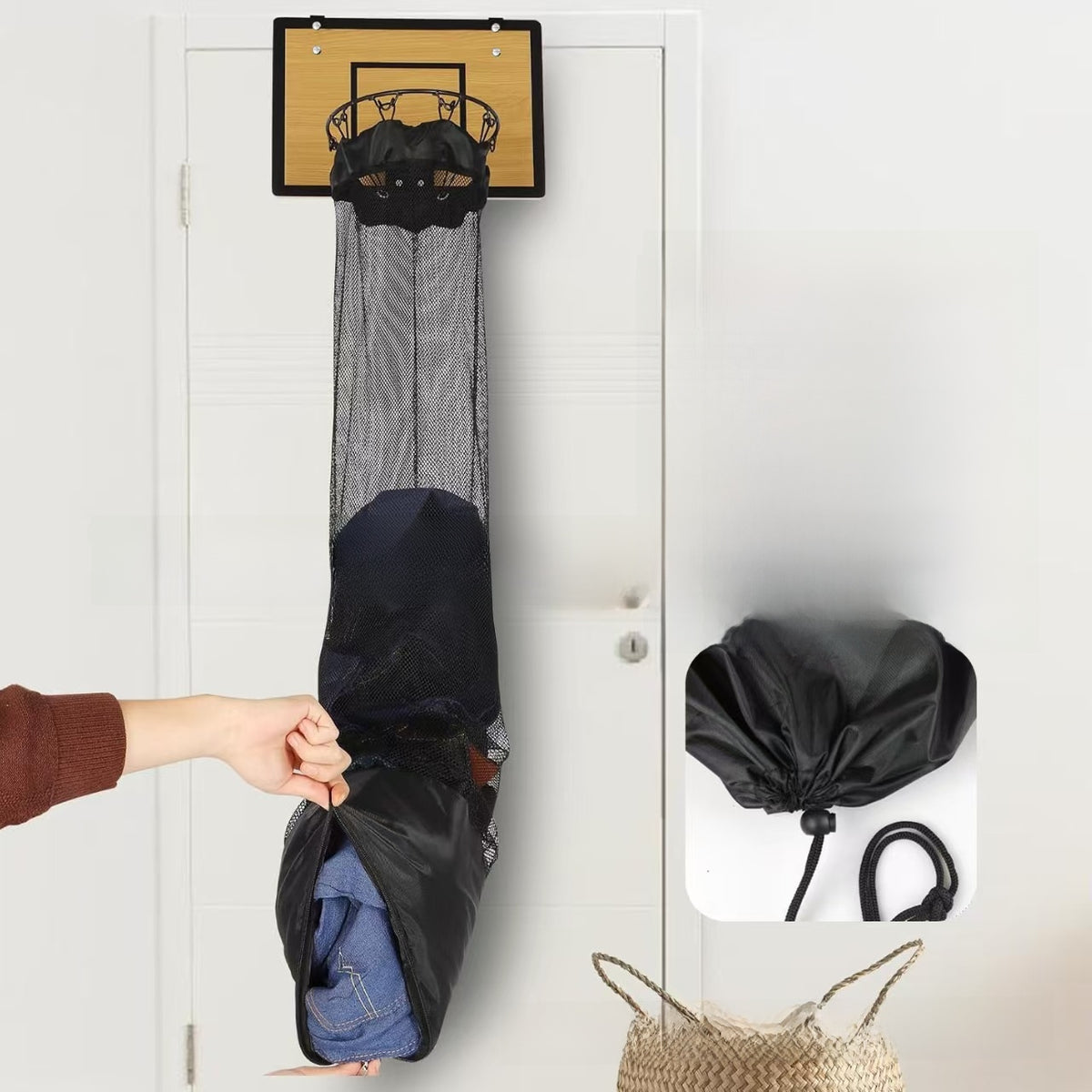 Wall-Mounted Wooden Basketball Hoop