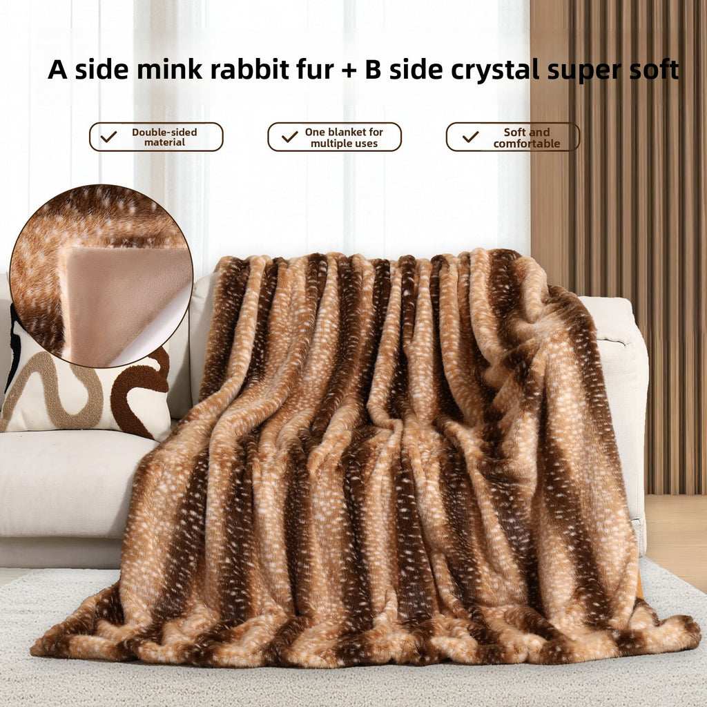 Soft Plush Deer Pattern Throw Blanket for Couch and Bedroom All-Season teemdrop