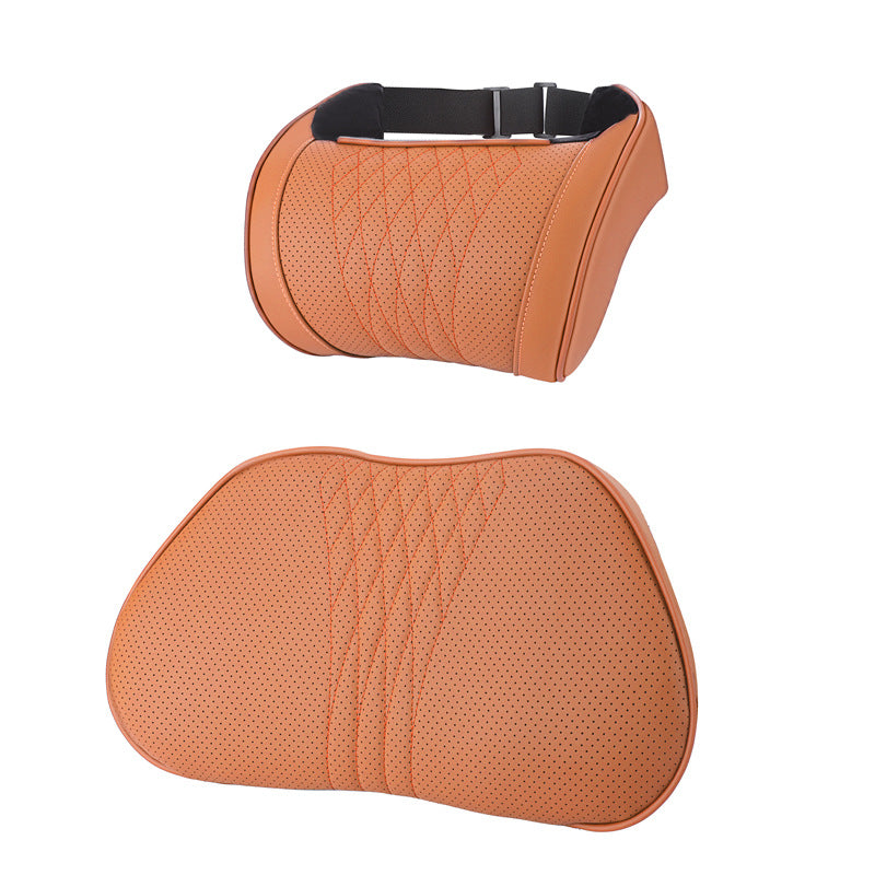 Nappa Leather Memory Foam Car Seat Headrest Neck Pillow Cushion