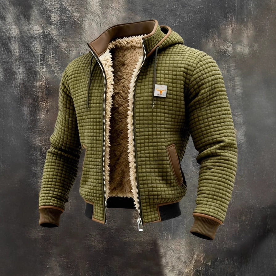 Men's Fleece Lined Hooded Zip Up Jacket Windproof Warm Winter Coat