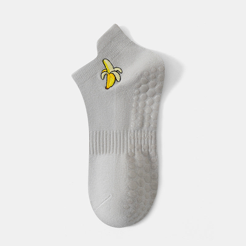 Womens Non-Slip Yoga Socks with Fruit Embroidery