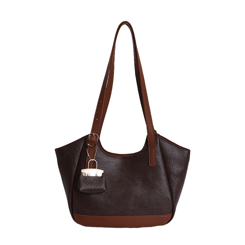 Large-Capacity PU Leather Tote Bag, Stylish Commuter Shoulder Bag for Women