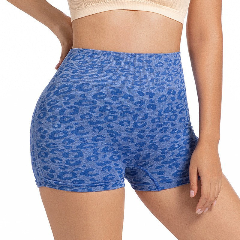 Women's High-Waist Leopard Print Control Yoga Shorts