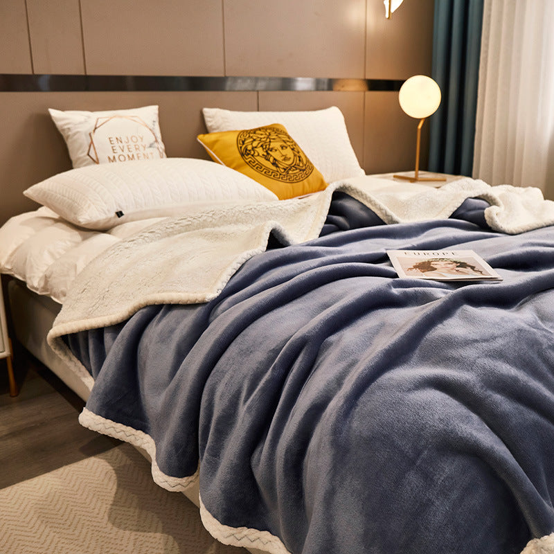 Double-Layer Thickened Polyester Fleece Blanket teemdrop