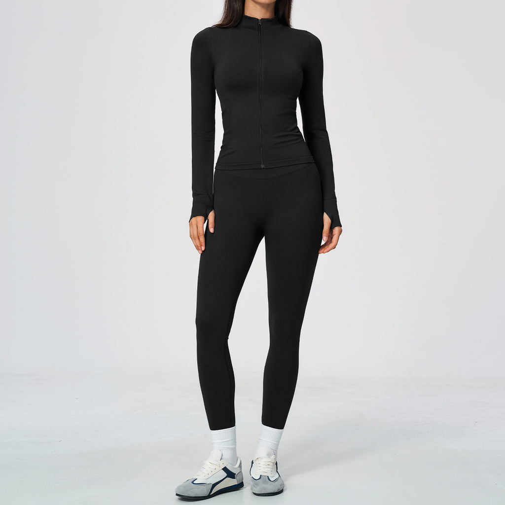 Women's Slim-Fit Stand Collar Yoga Set teemdrop