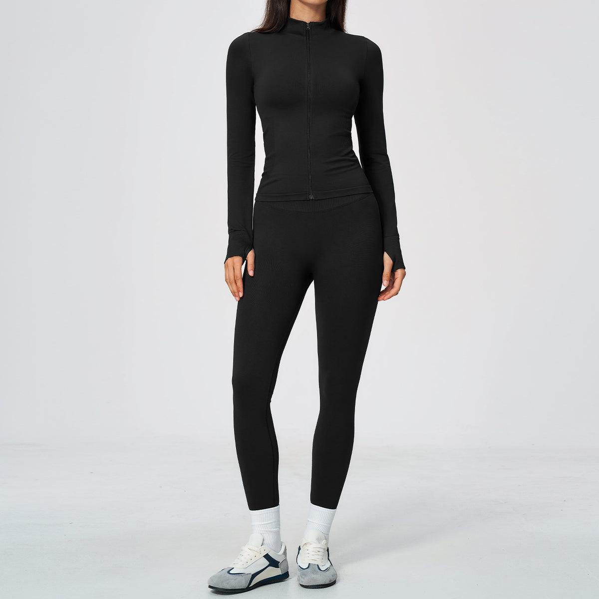 Women's Slim-Fit Stand Collar Yoga Set teemdrop